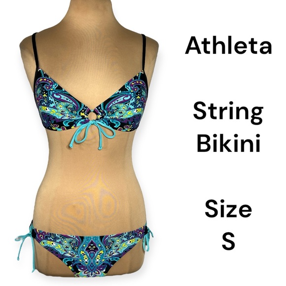 Athleta Other - Athleta multicolor retro paisley print string bikini size S